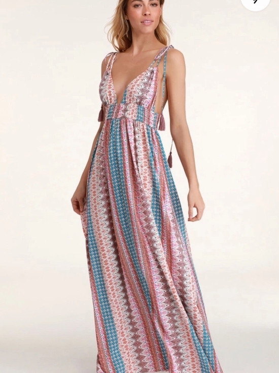 Lulus Dresses & Skirts - Lulus Womens Relaxin Multi Print Maxi Dress Boho Colorful Pink Blue Size XS